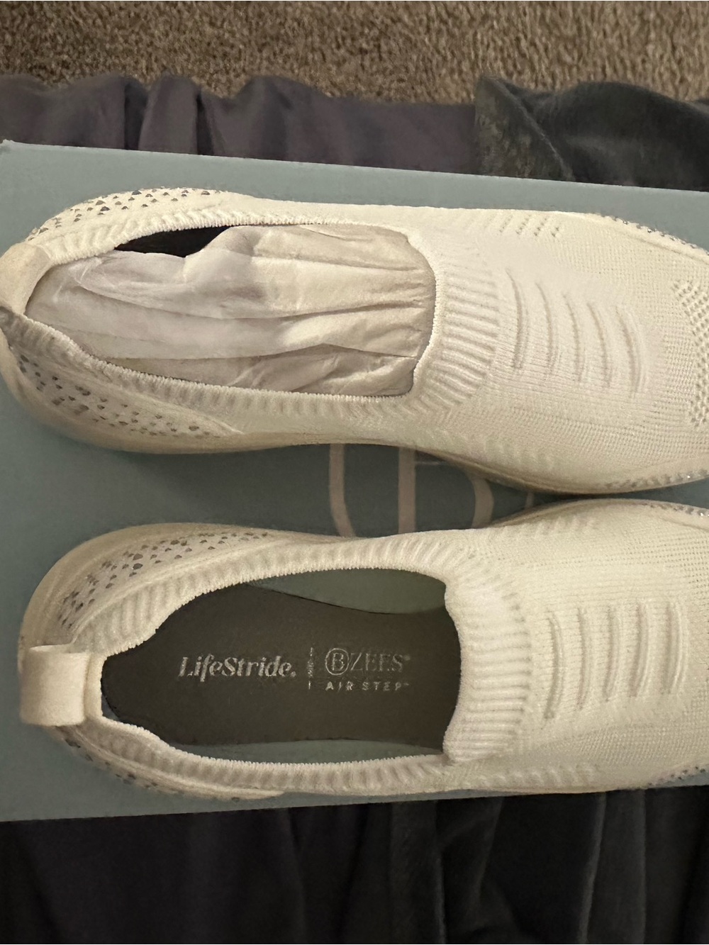 Life Stride Women's Slip-On Knit Sneakers in Off-White